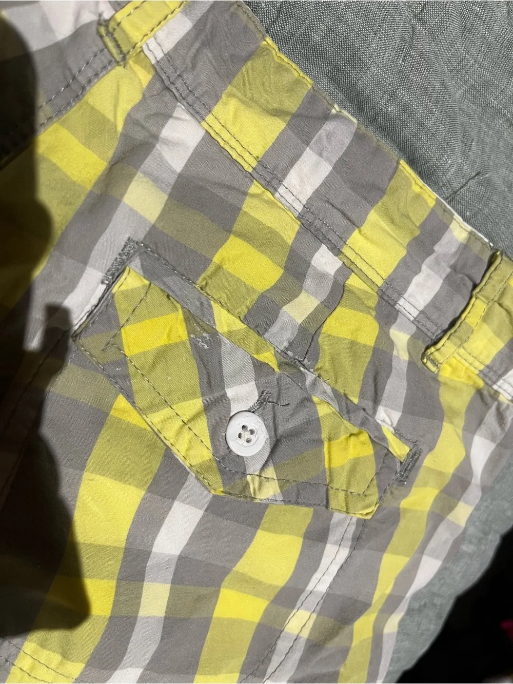 Nike Yellow & Gray Plaid Women’s Athletic Shorts